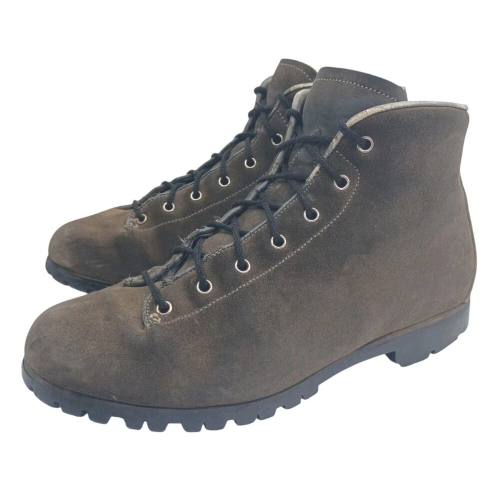 Vintage‎ PIVETTA Hiking Boots Mens  Brown Suede Sz 7.5 AA Vibram Mid Shoes Italy